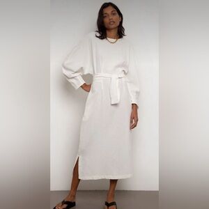 Frankie Shop contrast stitch belted dress